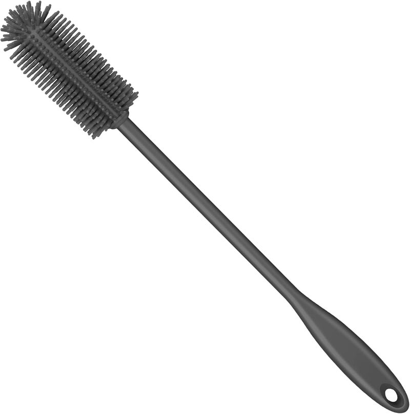 Purtribe Silicone Bottle Brush, Water Bottle Cleaner Brush with Long Handle, Perfect for Cleaning Narrow Neck Containers, Vacuum Sports Bottle, Tumblers, Flask, Glassware (1 Pack, Charcoal) - Image 1